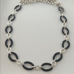 Elegant Black and Silver Double Wrap Chain Necklace